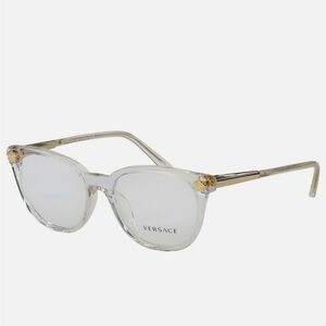 Versace Women's Clear and Gold Accent Glasses